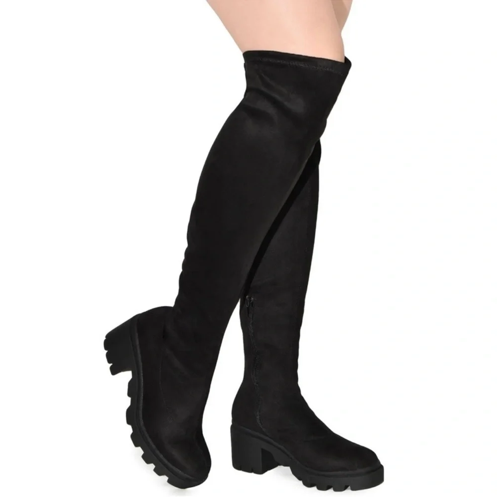 Black Over the Knee Platform Boots